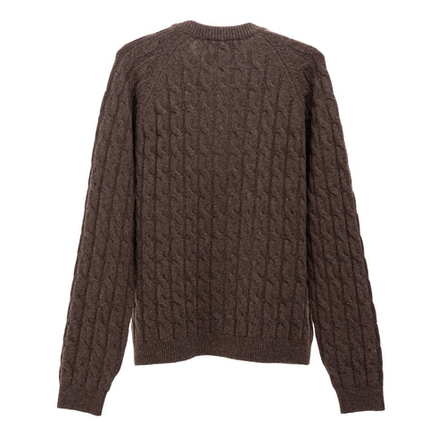 mfpen Editor Zip Sweater Brown Cable Knit M325-066 5740019248868 Back Degliuberti