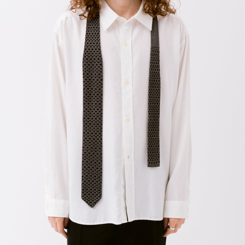 Mfpen Formal Tie Black/Grey/Ladder A125-0105740019241012 Fit Front Degli Uberti