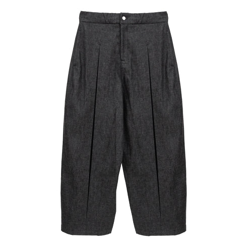 Sage Nation Box Pleat Trouser Denim Raw Black S074 Front 1 Degli Uberti