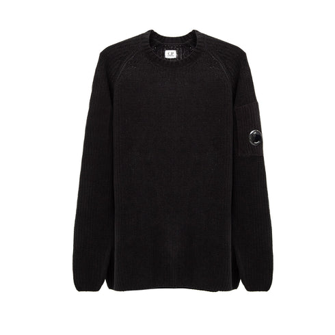 C.P. Company Chenille Cotton Crewneck Knit Black 999 15CMKN060A Degli Uberti