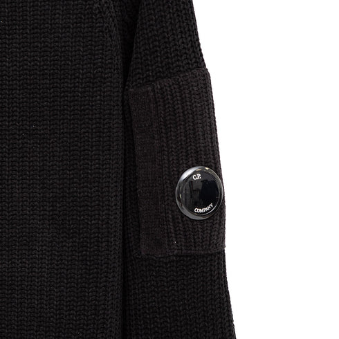C.P. Company Chenille Cotton Crewneck Knit Black 999 15CMKN060A Degli Uberti