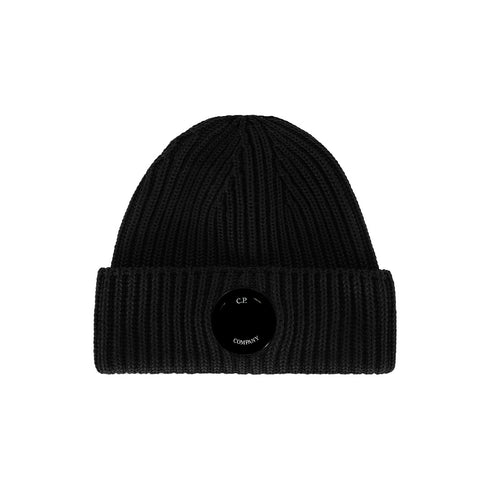 C.P. Company Extra Fine Merino Wool Lens Beanie Black 999 15CMAC272A Degli Uberti