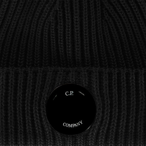 C.P. Company Extra Fine Merino Wool Lens Beanie Black 999 15CMAC272A Degli Uberti