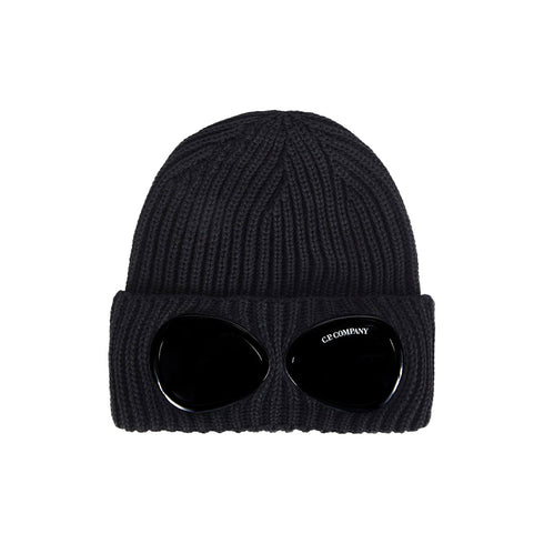 C.P. Company Extrafine Merino Wool Goggle Beanie Black 999 15CMAC122A Degli Uberti