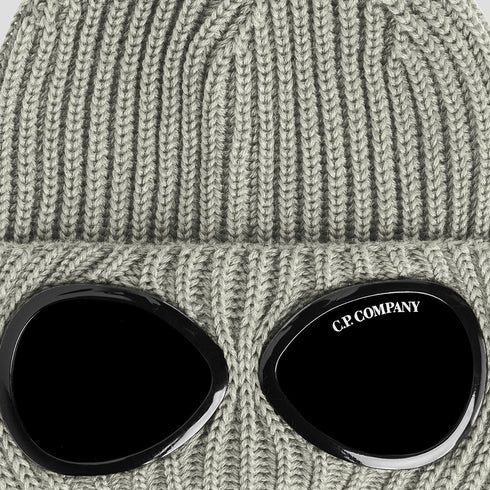 C.P. Company Extrafine Merino Wool Goggle Beanie Silver Sage 335 15CMAC122A Degli Uberti