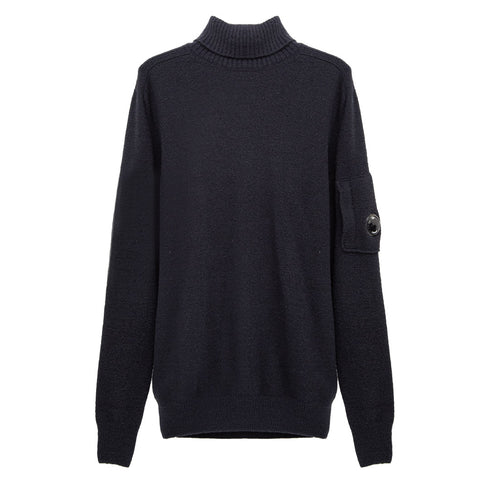 C.P. Company Fleece Knit Roll Neck Black 999 15CMKN224A Degli Uberti