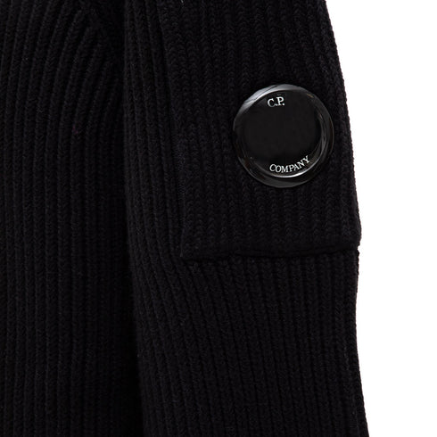C.P. Company Full RIb Crew Neck Jumper Black 999 15CMKN077A Degli Uberti