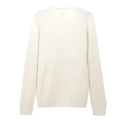 C.P. Company Full Rib Crew Neck Jumper Gauze White 103 15CMKN077A Degli Uberti