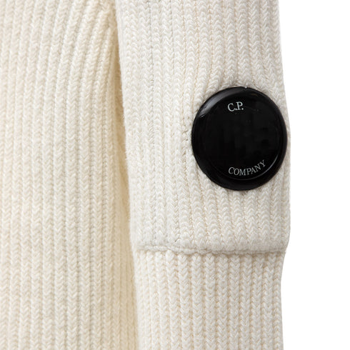 C.P. Company Full Rib Crew Neck Jumper Gauze White 103 15CMKN077A Degli Uberti