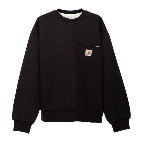 Carhartt Detroit Sweatshirt Black Stone Washed I035547 4068584323805 Front Degliuberti