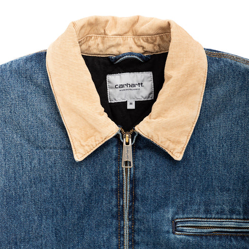 Carhartt WIP OG Detroit Jacket Blue/Dusty H Brown Worn Used Wash I034734 Degli Uberti