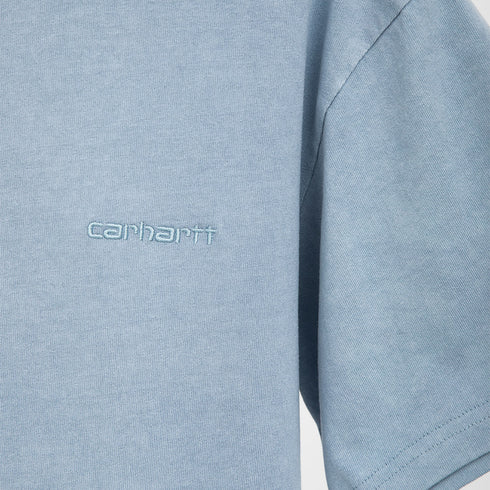 Carhartt WIP S/S Duster Script T-Shirt Misty Sky Garment Dyed I033622 Degli Uberti