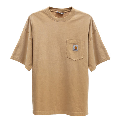 Carhartt Wip S/S Hudson Pocket T-Shirt Dusty H Brown Chalk Wash I035140 4068584260216 Front Degliuberti