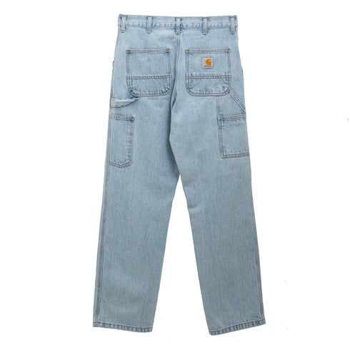 Carhartt Wip Single Knee Pant Blue Heavy Stone Bleached I032024 4064958585992 Back Degliuberti