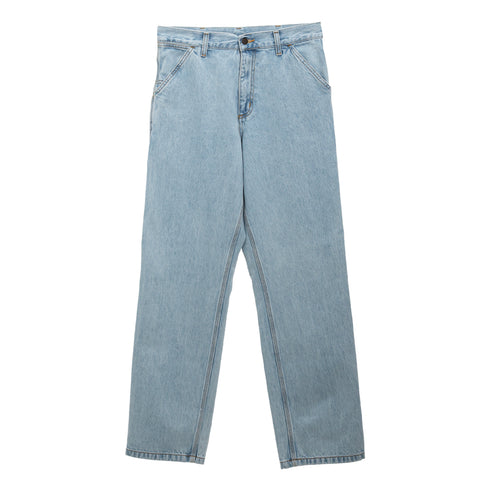 Carhartt Wip Single Knee Pant Blue Heavy Stone Bleached I032024 4064958585992 Front Degliuberti