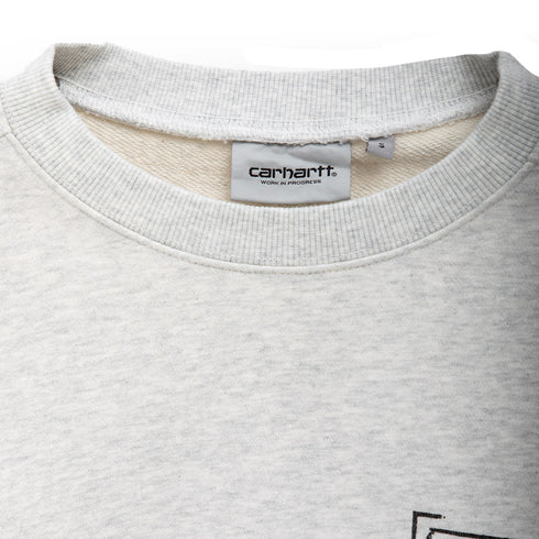 Carhartt WIP Stamp Sweat Ash Heather/Black Stone Washed I033620 Degli Uberti