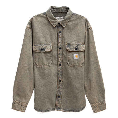 Carhartt Wip TIgan Shirt Jac Blue/Leather Garment Dyed I035821 4068584253898 Front Degliuberti