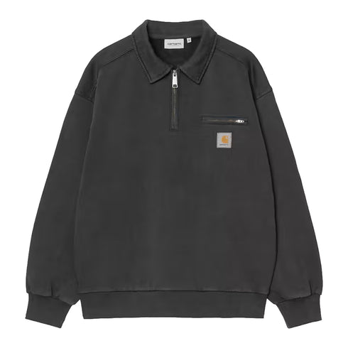 Carhartt WIP Half Zip Detroit Sweatshirt Black Stone Washed I036350 degliuberti 1