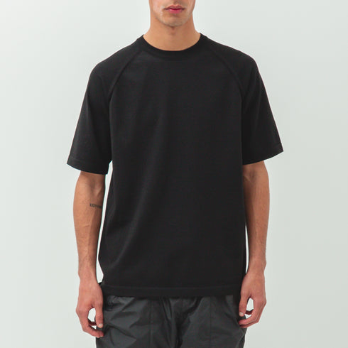 Goldwin Wholegarment Wool Blend Knit T-Shirt Black GL65141 4571657127236 Fit Front Degli Uberti