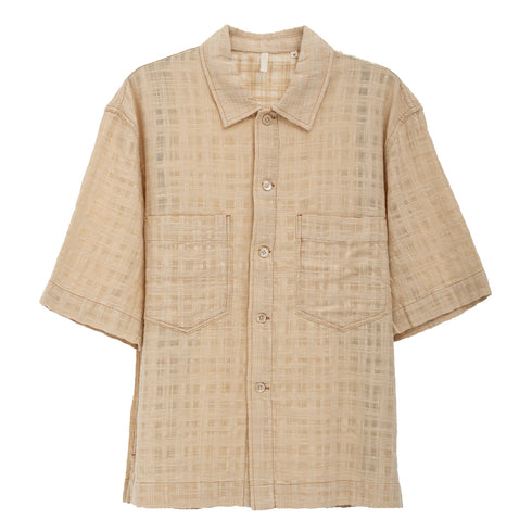 Hello Sunflower Adam Shirt Beige Contrast 1256 5714982103660 Front Degliuberti