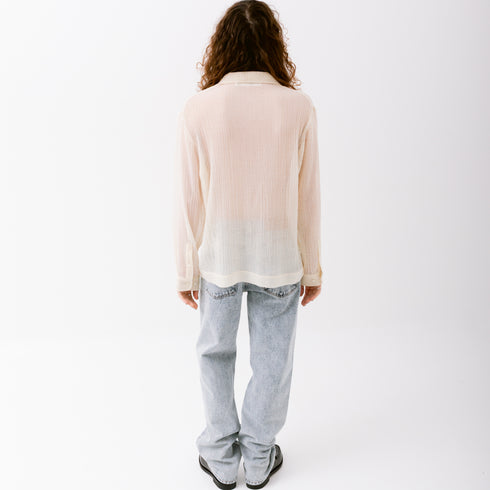 Hello Sunflower Jagou Shirt Old White Pleat MSS25JAGOUOLD-1 7340188584187 Fit Back Degli Uberti