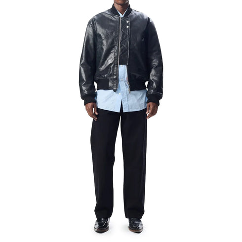 Hello Sunflower Leather Flight Jacket Black 6057 degliuberti 3