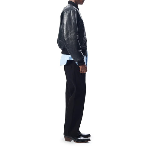 Hello Sunflower Leather Flight Jacket Black 6057 degliuberti 4