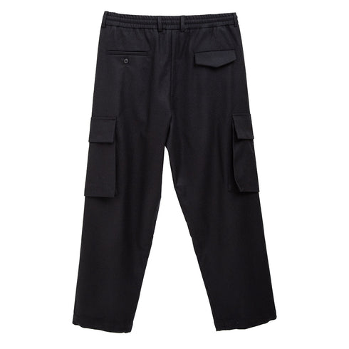 Lownn Cargo Pants Black Flannel Wool FW23-CARGO Degli Uberti