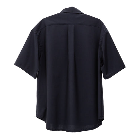 Lownn Classic Shirt Navy Plain Wool SS25-CLSH-834.601 30747993 Back Degli Uberti