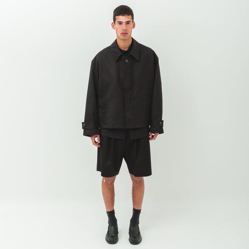 Lownn Cropped Mac Black Gabardine Cotton SS25-CROPMAC-M251010 35761497 Fit Front Degli Uberti