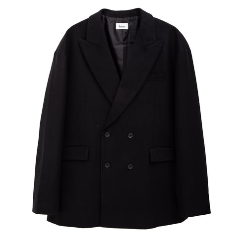 Lownn Double Breasted Jacket Black Flannel Wool FW23-DBJACKET Degli Uberti