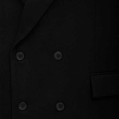 Lownn Double Breasted Jacket Black Flannel Wool FW23-DBJACKET Degli Uberti