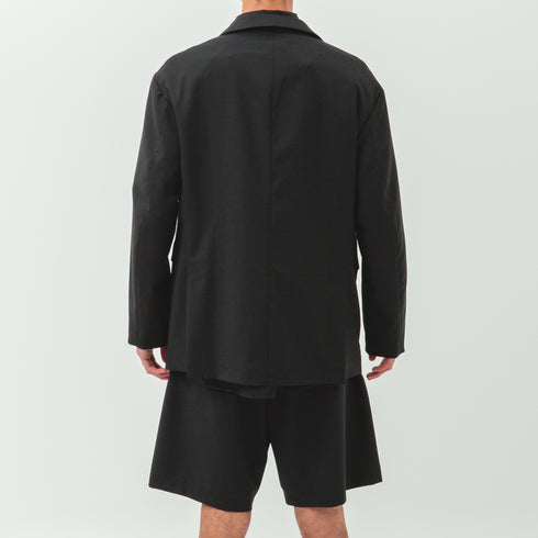 Lownn Double Breasted Jacket  Black Plain Wool  SS24 DB 834.601 5732 Fit Back Degli Uberti