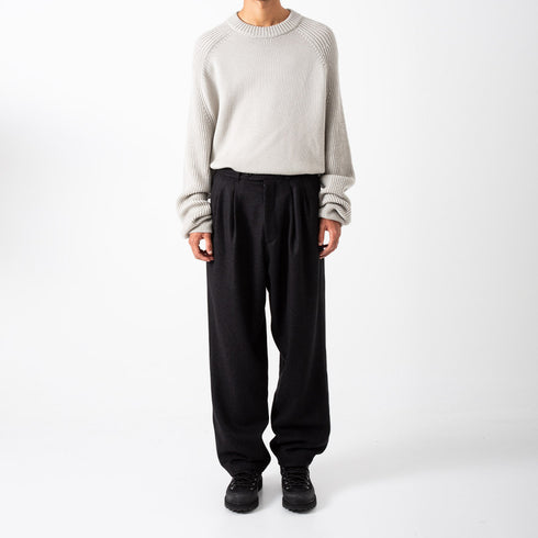 Lownn Double Pleated Pants x DEGLIUBERTI Black Harringbone Wool Degli Uberti