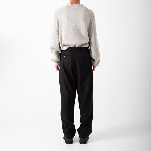 Lownn Double Pleated Pants x DEGLIUBERTI Black Harringbone Wool Degli Uberti