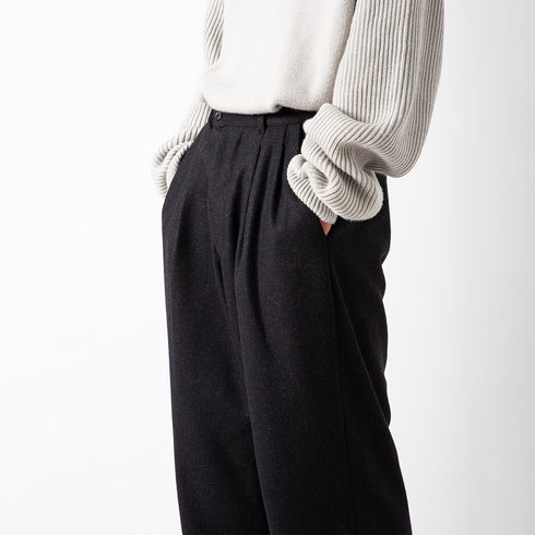 Lownn Double Pleated Pants x DEGLIUBERTI Black Harringbone Wool Degli Uberti