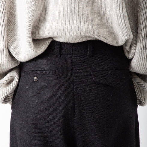 Lownn Double Pleated Pants x DEGLIUBERTI Black Harringbone Wool Degli Uberti