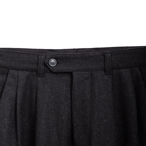Lownn Double Pleated Pants x DEGLIUBERTI Black Harringbone Wool Degli Uberti