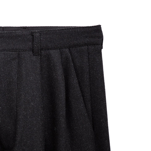Lownn Double Pleated Pants x DEGLIUBERTI Black Harringbone Wool Degli Uberti