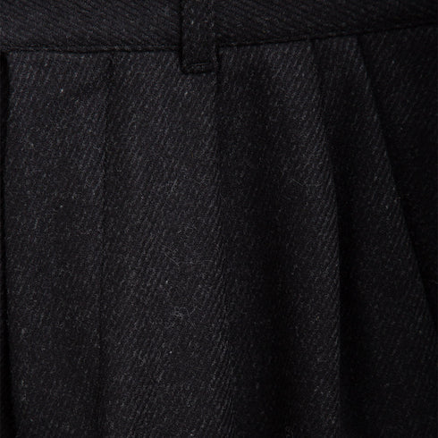 Lownn Double Pleated Pants x DEGLIUBERTI Black Harringbone Wool Degli Uberti