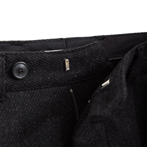 Lownn Double Pleated Pants x DEGLIUBERTI Black Harringbone Wool Degli Uberti