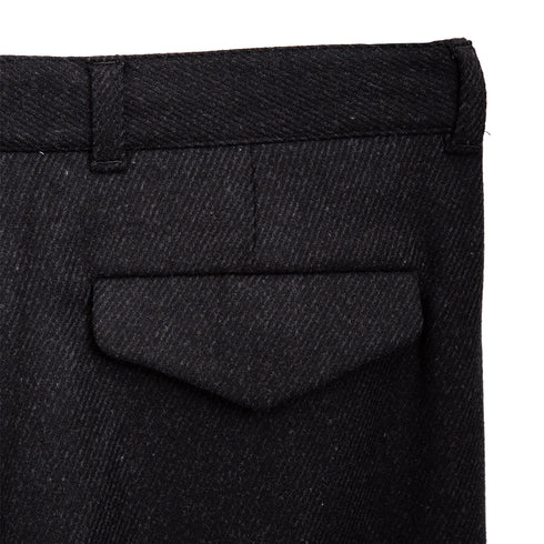 Lownn Double Pleated Pants x DEGLIUBERTI Black Harringbone Wool Degli Uberti
