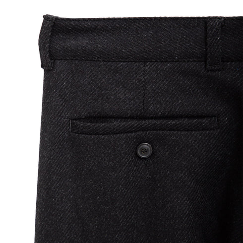 Lownn Double Pleated Pants x DEGLIUBERTI Black Harringbone Wool Degli Uberti