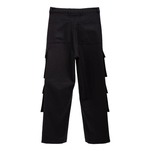 Lownn Long Cargo Pants Black Flannel Wool FW24-LCP-Z-121600-41-44 Degli Uberti