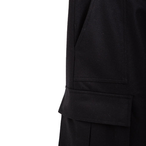 Lownn Long Cargo Pants Black Flannel Wool FW24-LCP-Z-121600-41-44 Degli Uberti