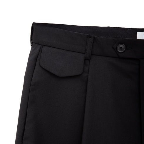 Lownn Long Wide Pants Black Plain Wool SS24-LWP-834.601-5732 Degli Uberti