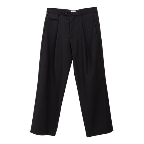 Lownn Long Wide Pants Black Plain Wool SS24-LWP-834.601-5732 Degli Uberti