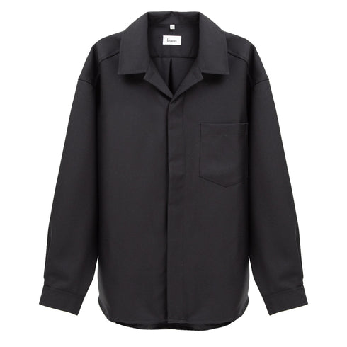 Lownn Minimal Shirt Black Wool Twill FW23-MS-B-1 Degli Uberti