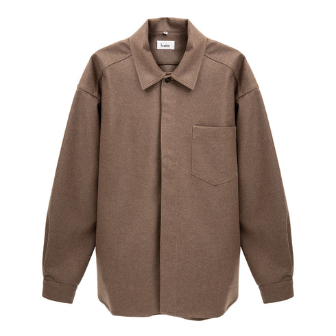 Lownn Minimal Shirt Greige Flannel Wool FW24-MS-Z-121600-41-75 Degli Uberti