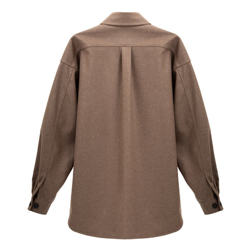 Lownn Minimal Shirt Greige Flannel Wool FW24-MS-Z-121600-41-75 Degli Uberti